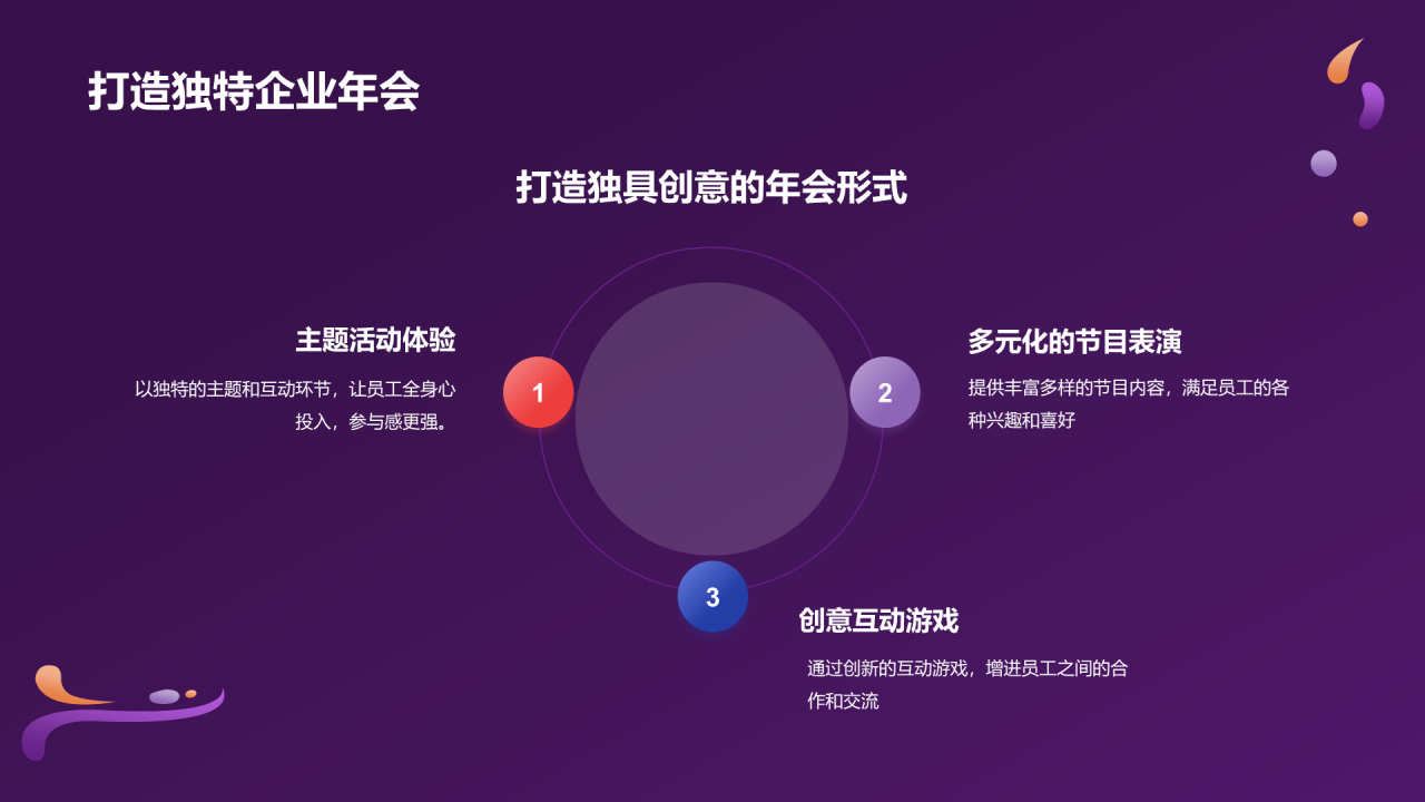 紫色创意企业创新年会PPT模板