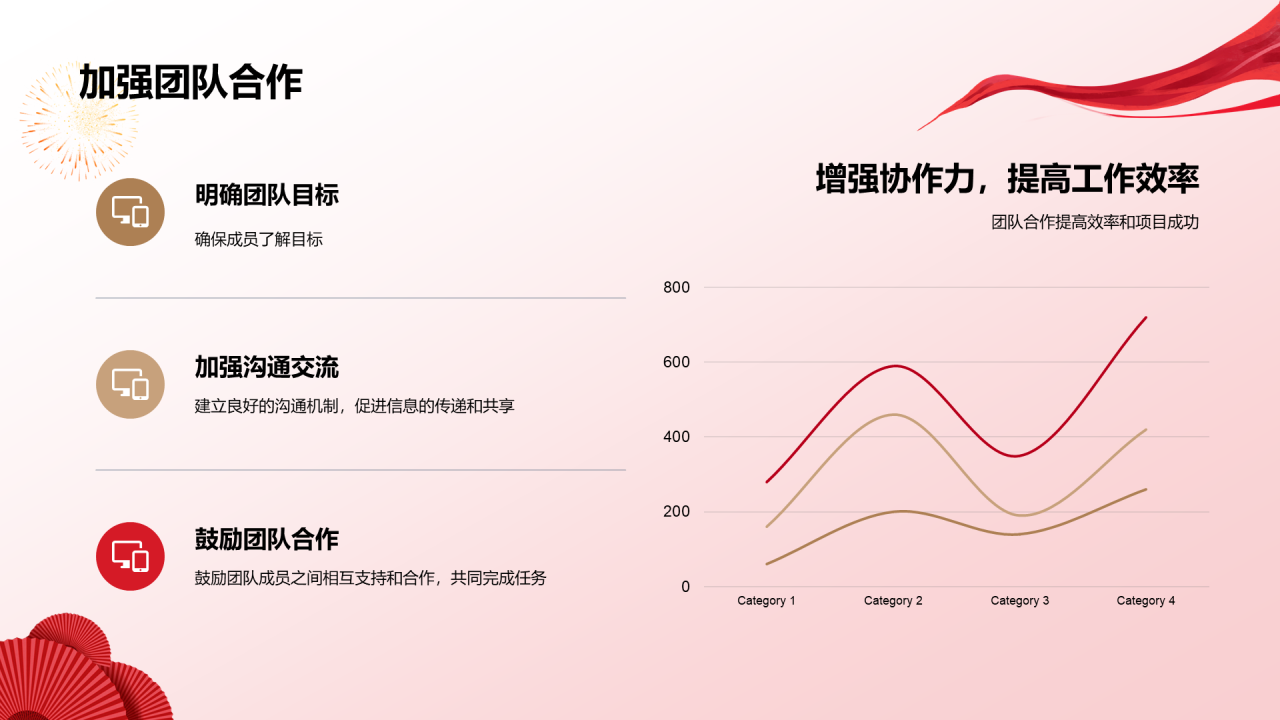 红色奢华企业团队年会总结PPT模板