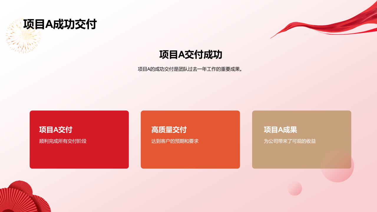 红色奢华企业团队年会总结PPT模板