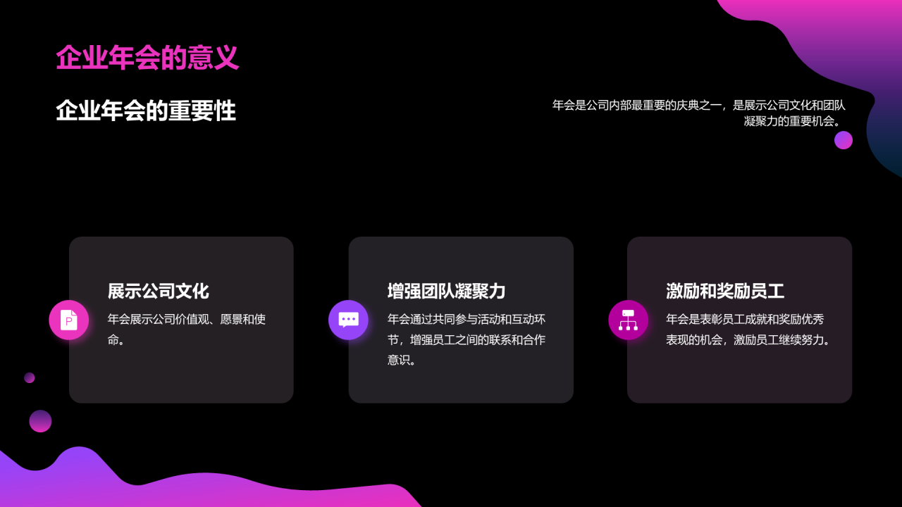 黑色炫酷企业年会魅力升级PPT模板