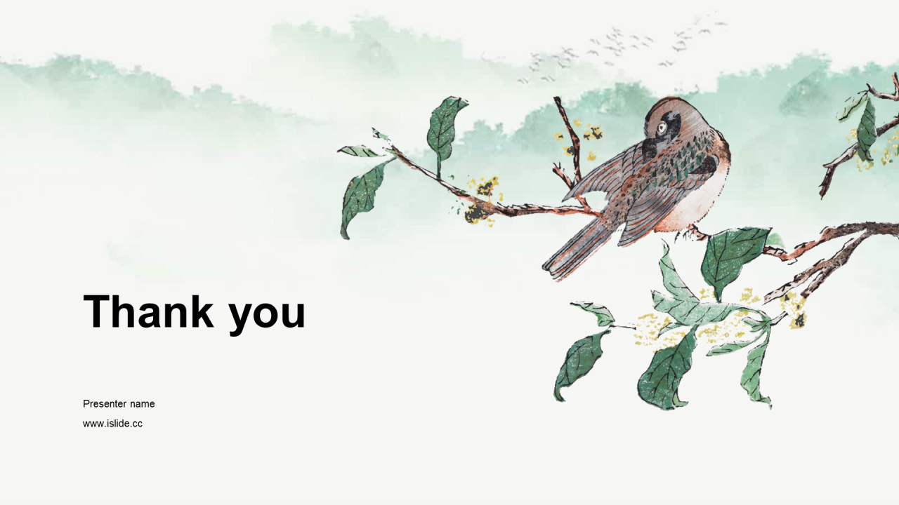 绿色国风插画培训课件PPT主题