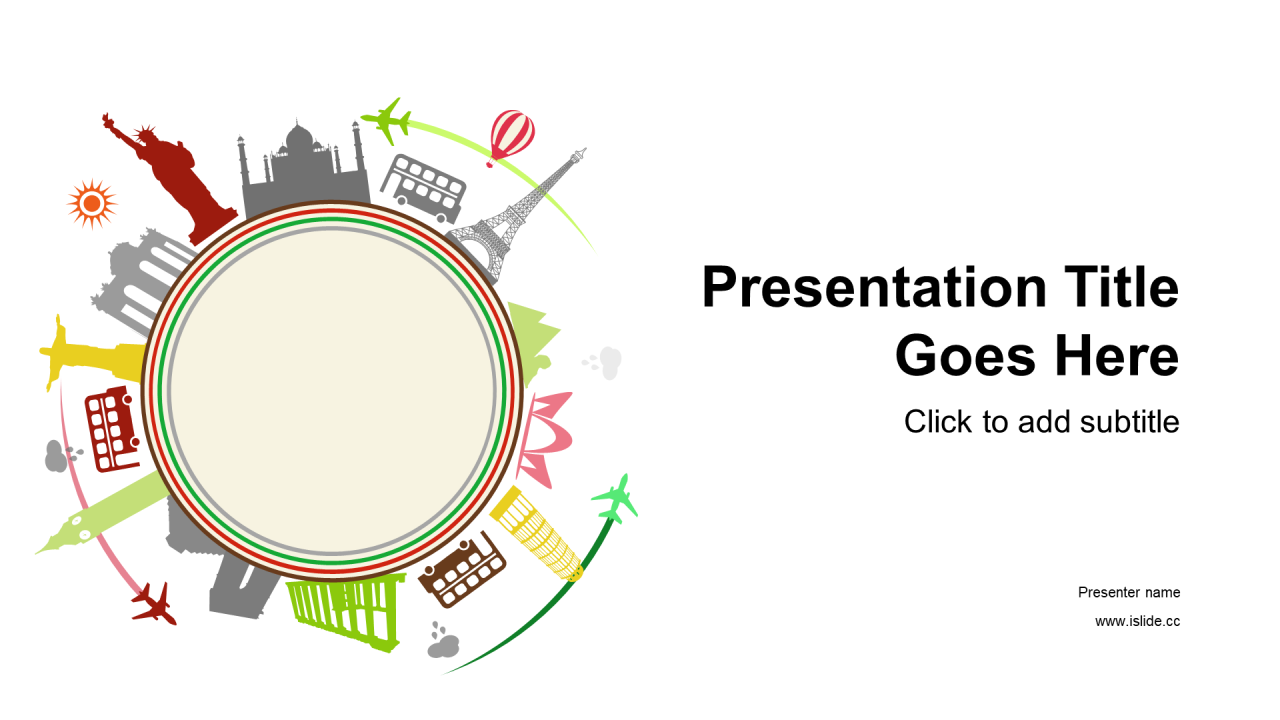 多色插画旅游旅行竞聘述职PPT主题