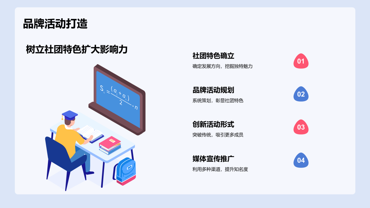 蓝色插画社团迎新活动PPT模板