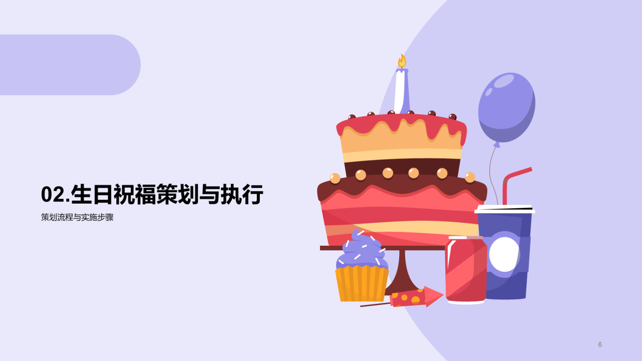 紫色插画生日祝福活动PPT模板