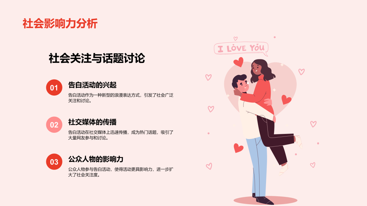 红色插画告白活动策划PPT模板