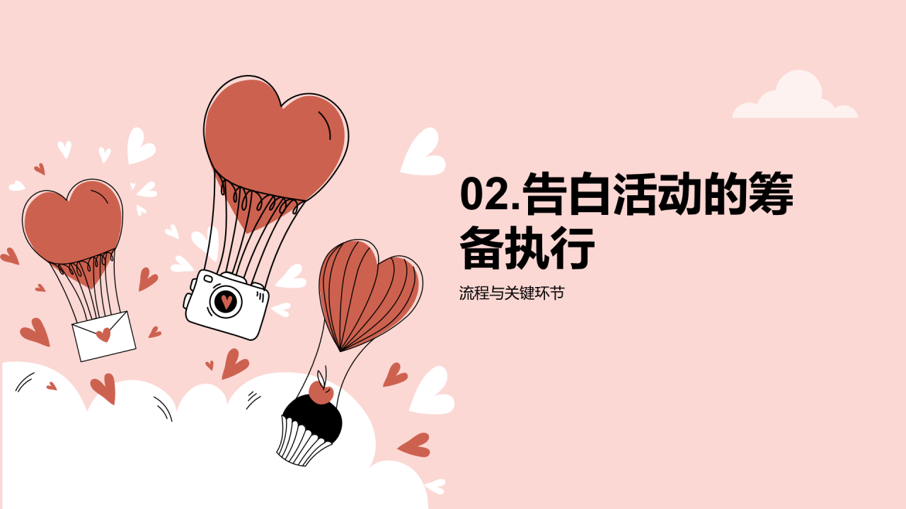 红色插画告白活动策划PPT模板