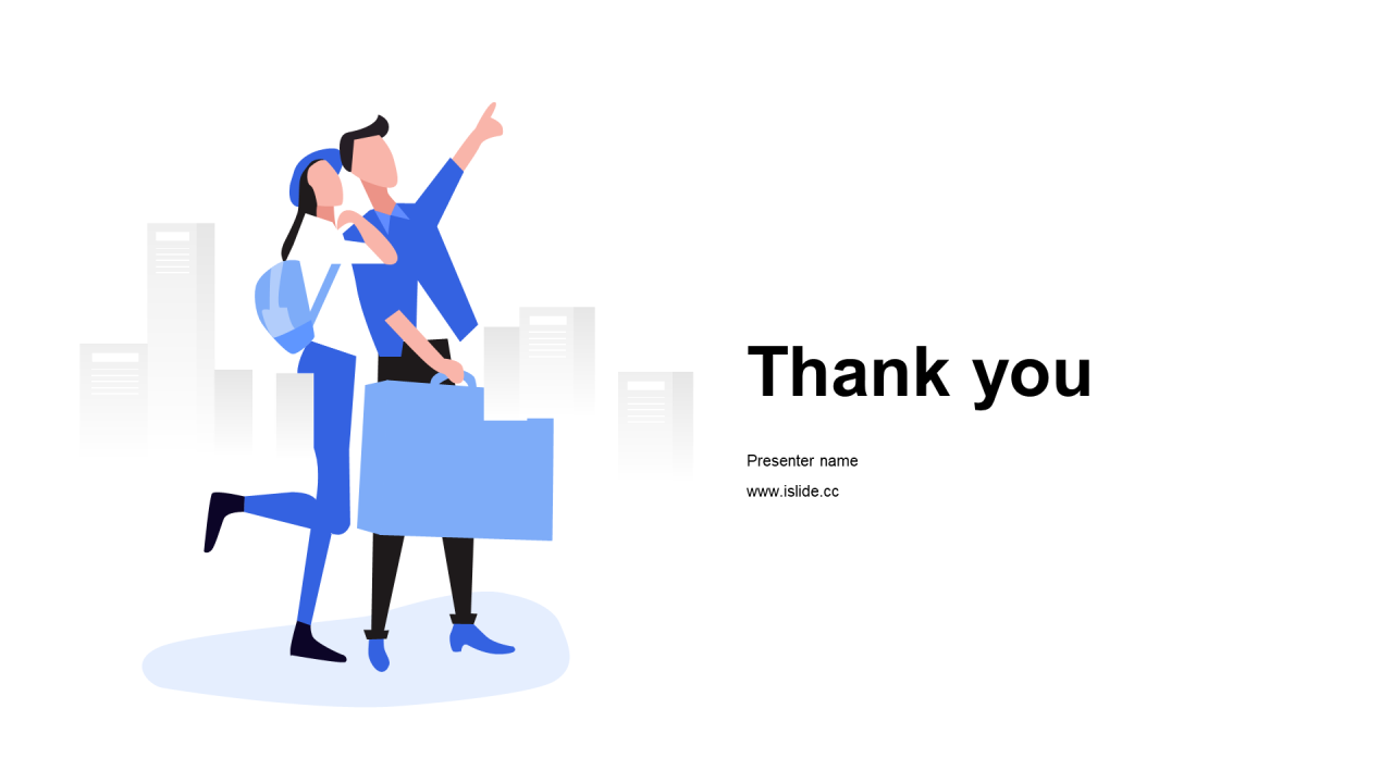 蓝色插画商务办公商业计划书PPT主题