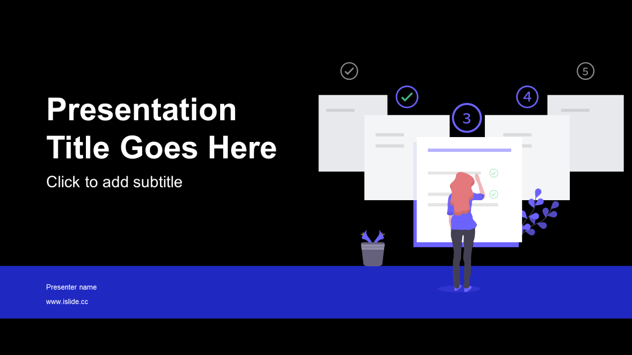 蓝色插画风格年末公司岗位工作报告PPT下载