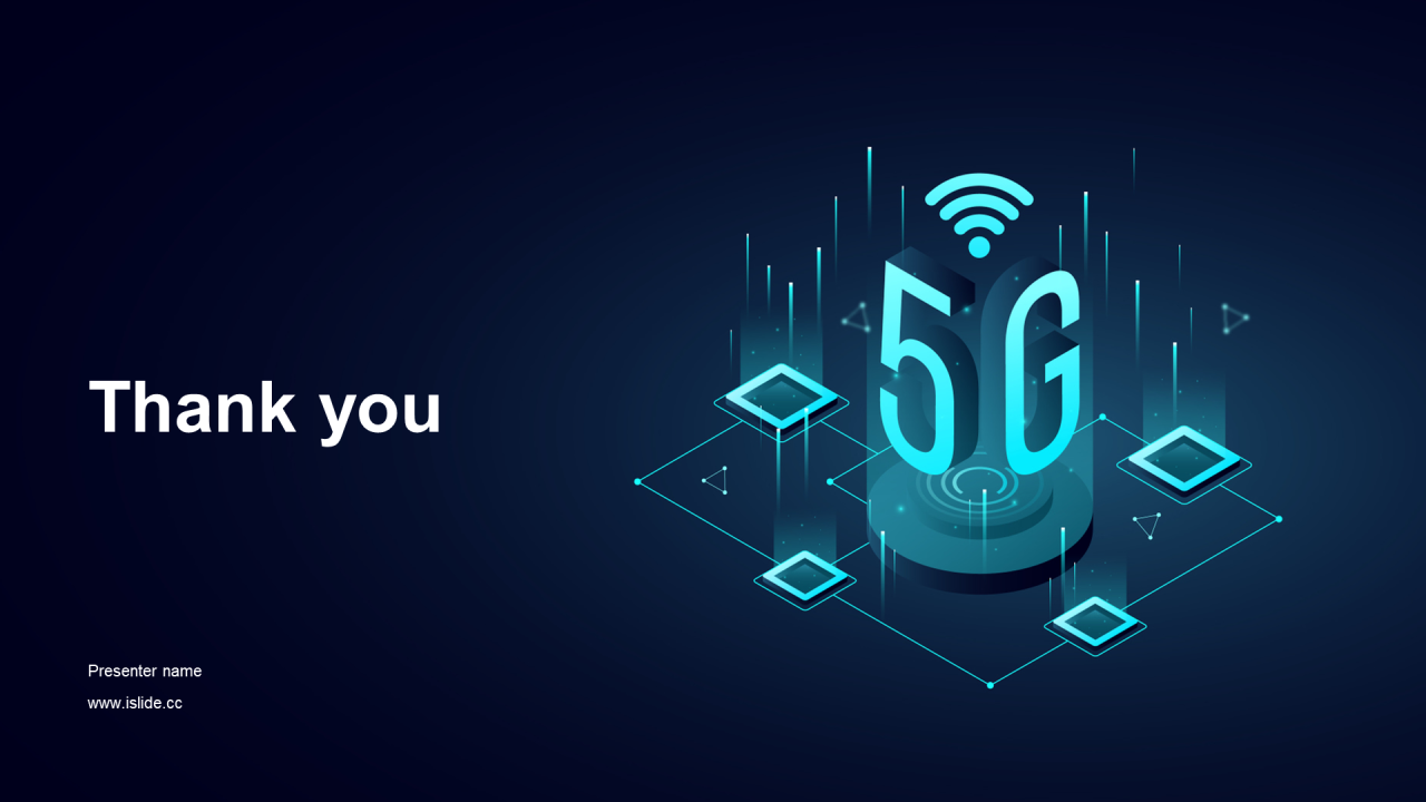 蓝色立体互联网5G科技工作总结PPT模板