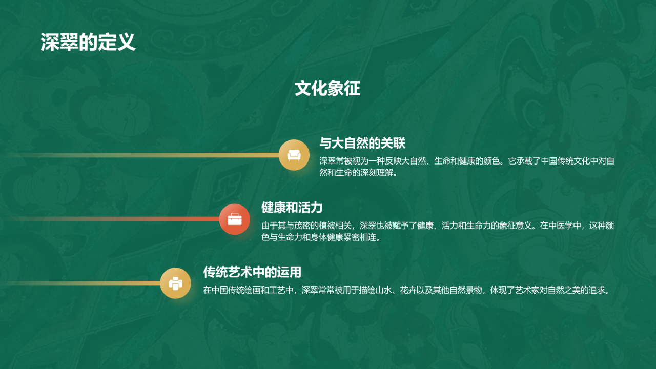 绿色国风插画中国传统配色深绿介绍PPT模板