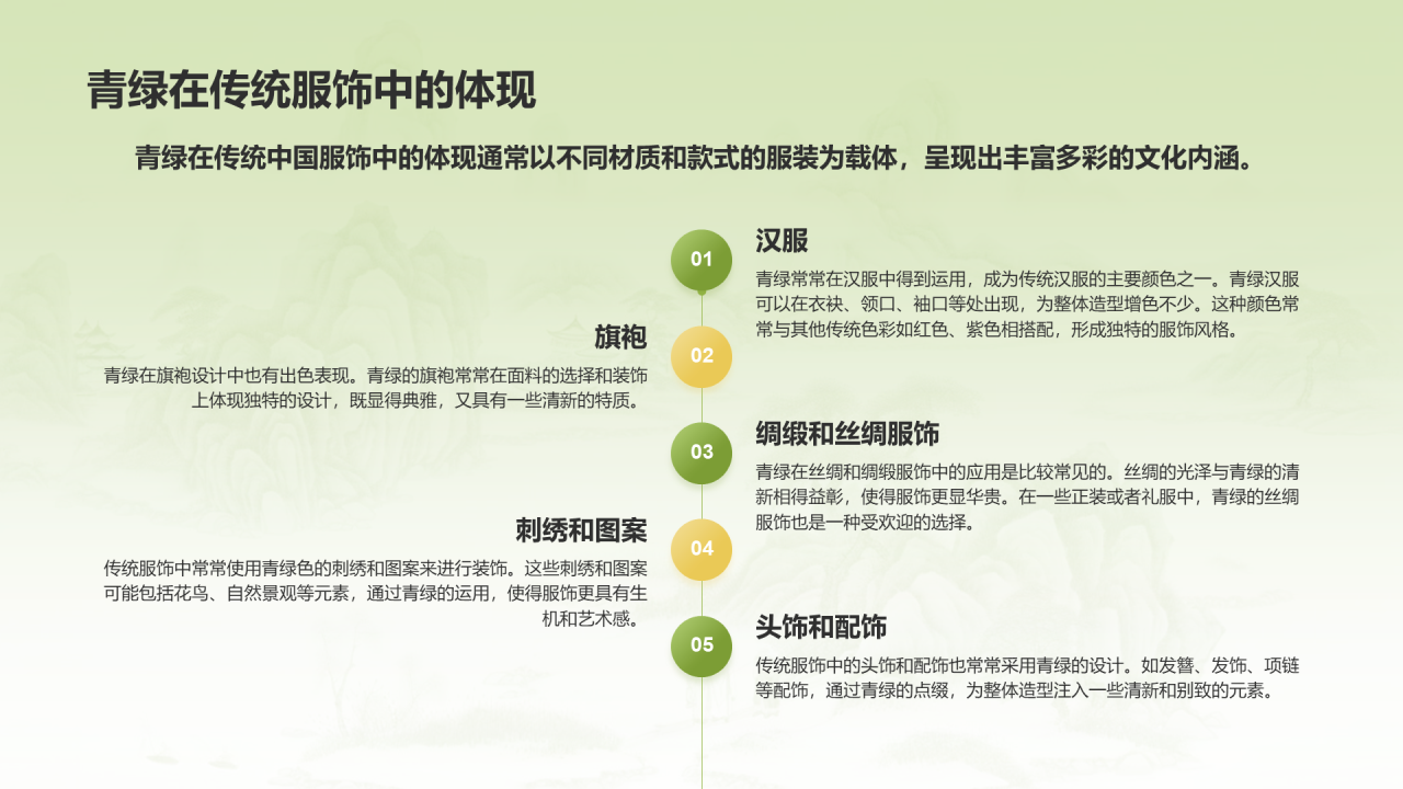 绿色国风复古中国传统配色青绿介绍PPT模板