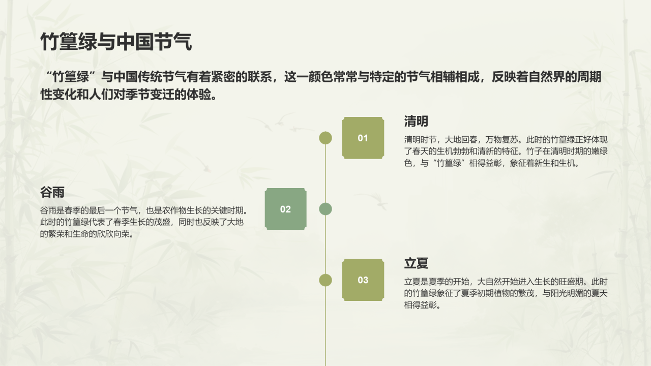 绿色国风插画中国传统配色竹篁绿介绍PPT模板