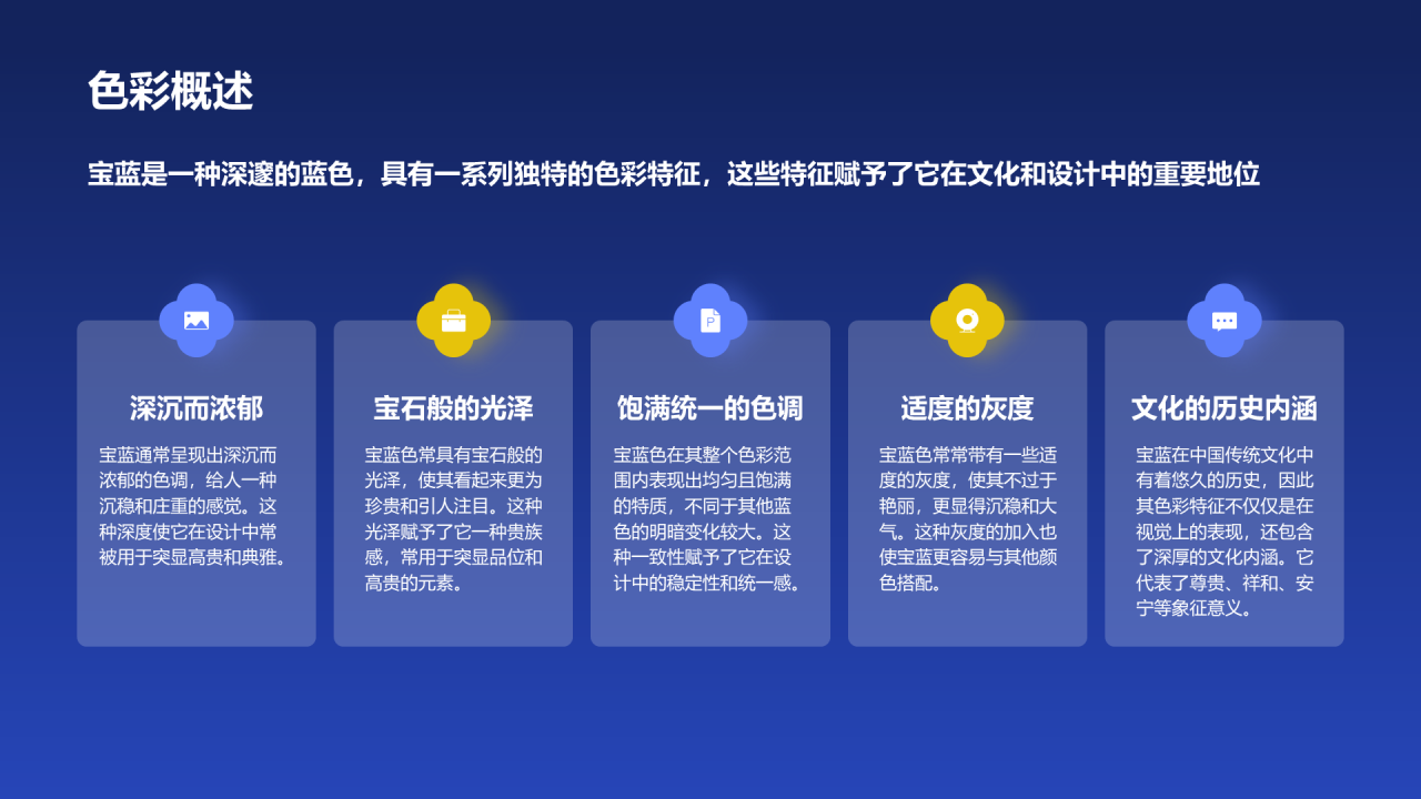 蓝色国风复古中国传统配色宝蓝介绍PPT模板
