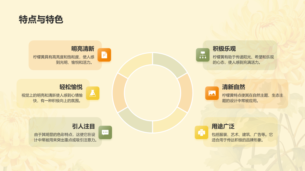 黄色国风插画中国传统配色柠檬黄介绍PPT模板