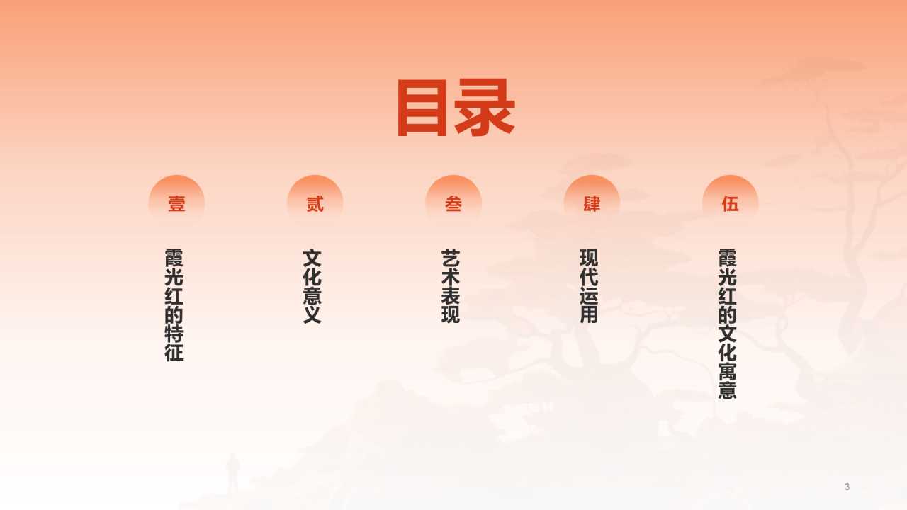 橙色水墨中国传统配色霞光红介绍PPT模板