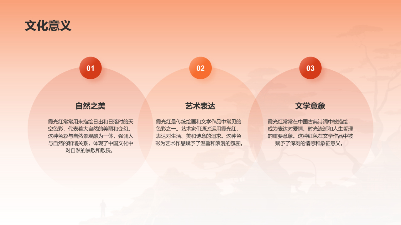 橙色水墨中国传统配色霞光红介绍PPT模板