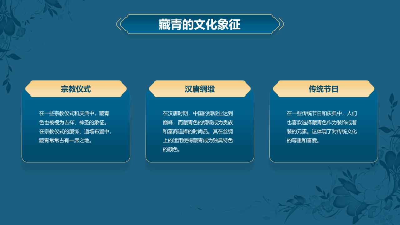 蓝色复古国风中国传统配色藏青介绍PPT模板
