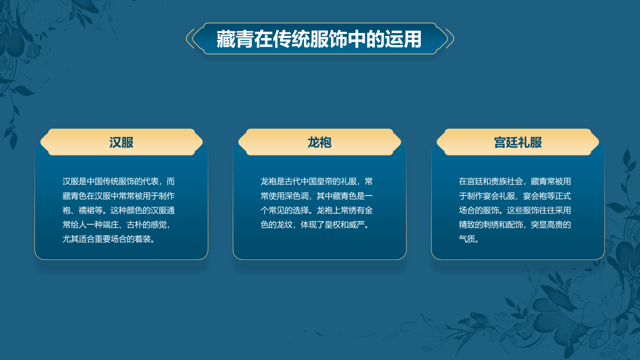 蓝色复古国风中国传统配色藏青介绍PPT模板