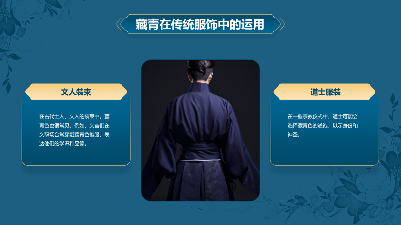 蓝色复古国风中国传统配色藏青介绍PPT模板