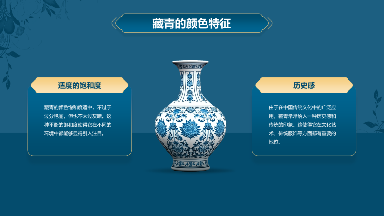 蓝色复古国风中国传统配色藏青介绍PPT模板