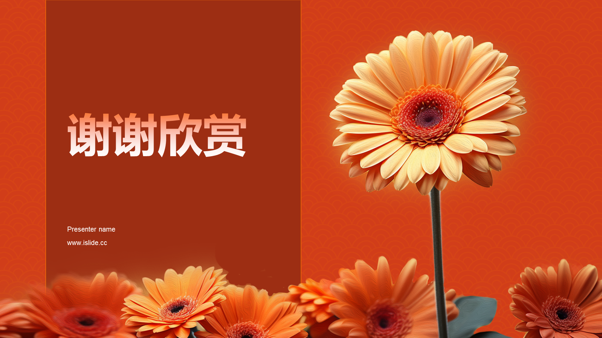 红色复古国风中国传统配色菊蕾红介绍PPT模板