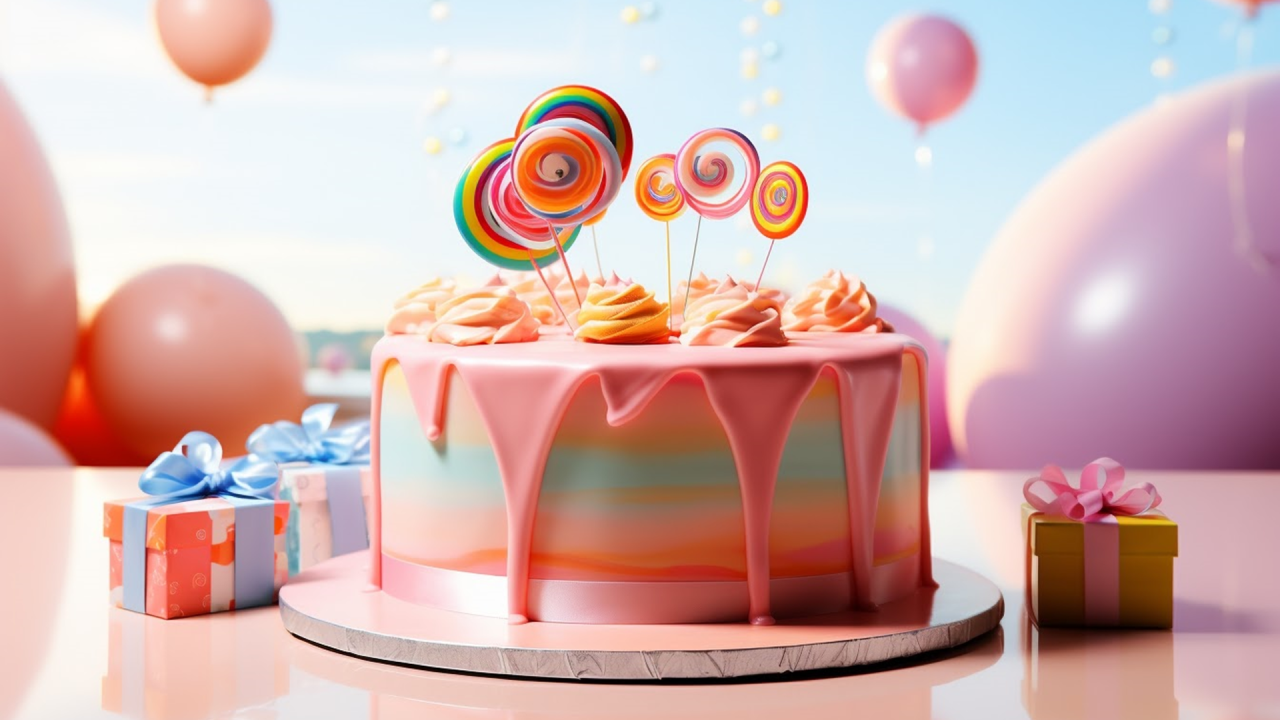 粉色插画生日祝福快闪PPT模板