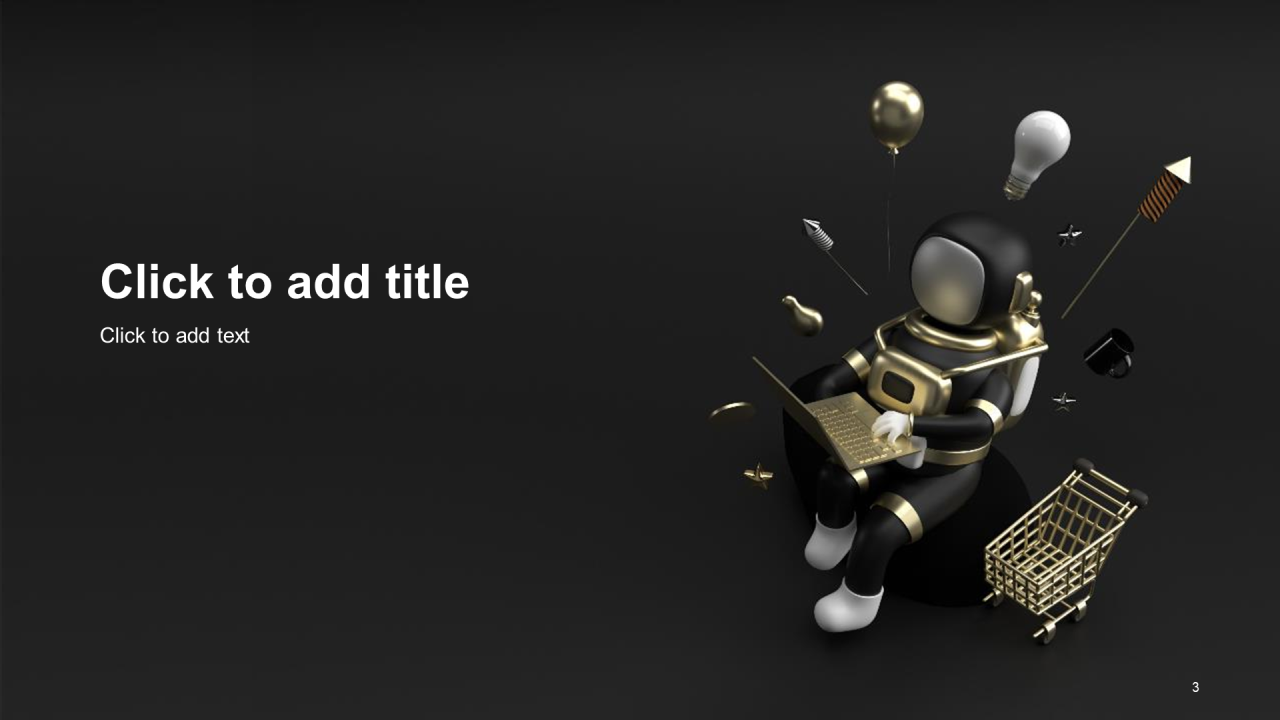 黑色3D创意营销PPT模板