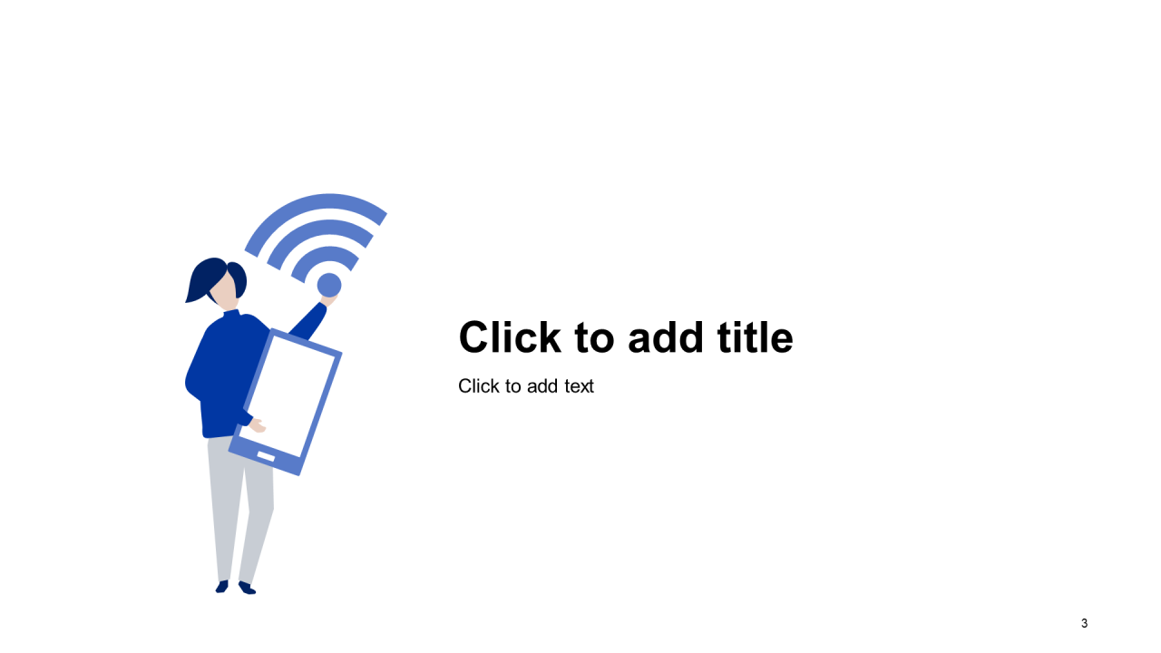 白色插画联网通讯PPT主题