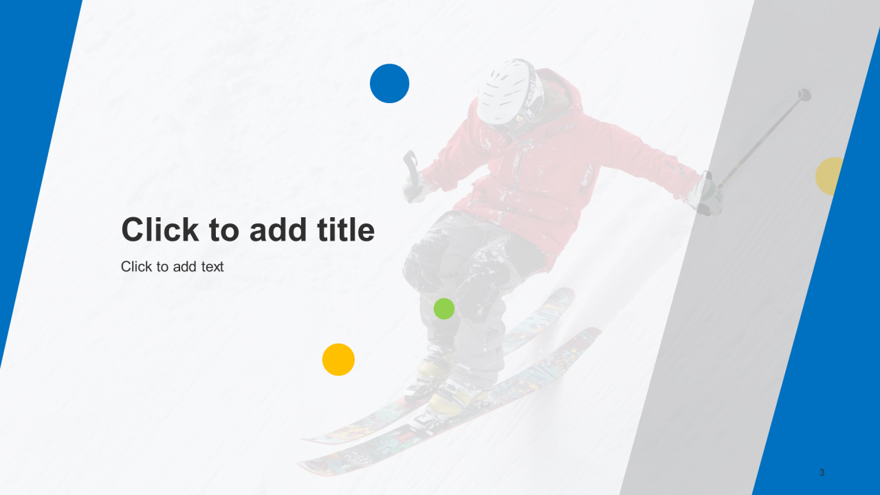 白色扁平滑雪运动PPT主题