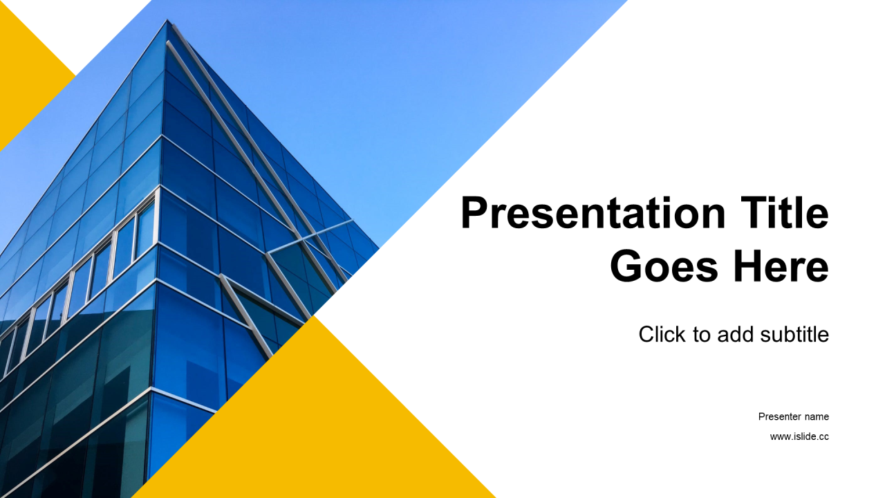 蓝色黄色商务建筑装修商业计划书PPT主题