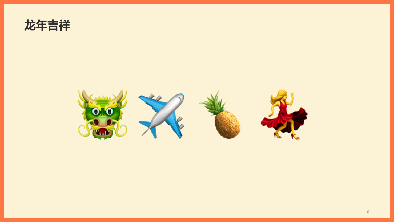 橙色卡通插画龙年emoji猜猜乐线下游戏PPT模板