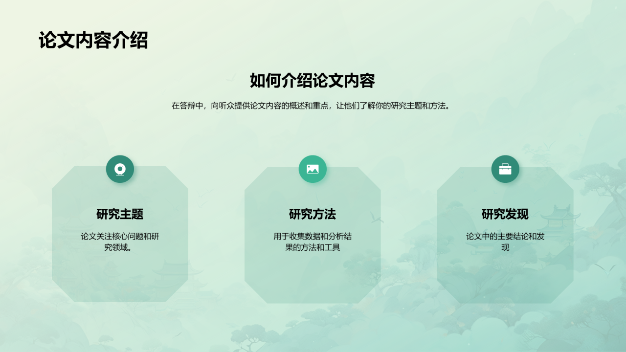 绿色中式国风文学专业毕业答辩PPT模板