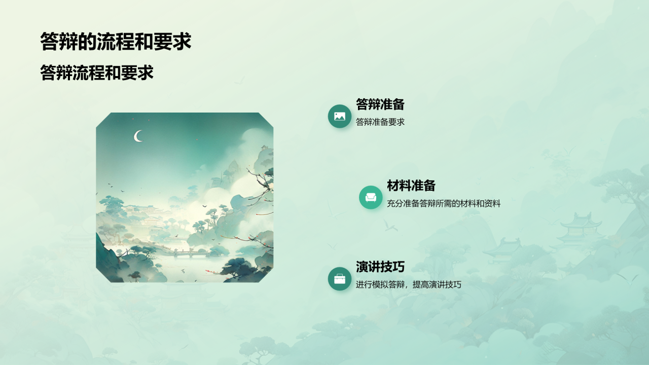 绿色中式国风文学专业毕业答辩PPT模板