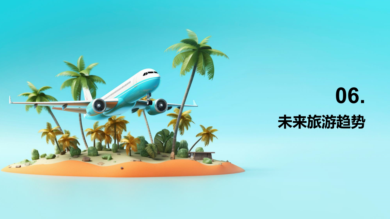 蓝色创意酷炫3D旅游出行喜好研究PPT模板
