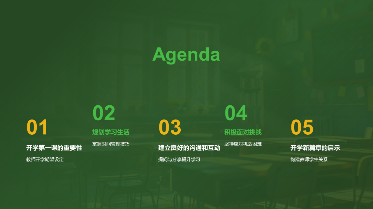 绿色创意酷炫开学第一课培训课件PPT模板