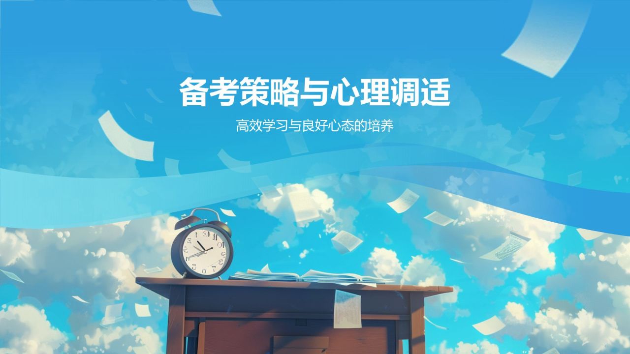 蓝色插画风高考百日誓师PPT模板