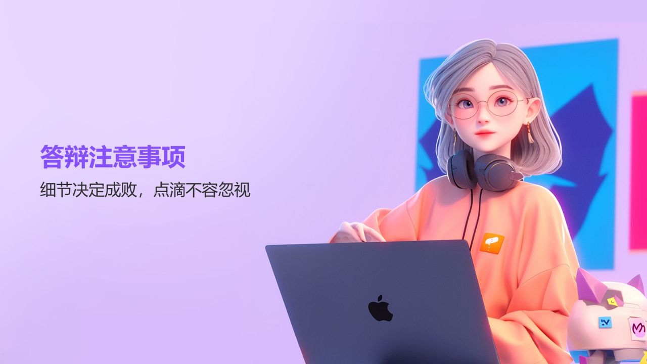 紫色3D风毕业答辩PPT模板