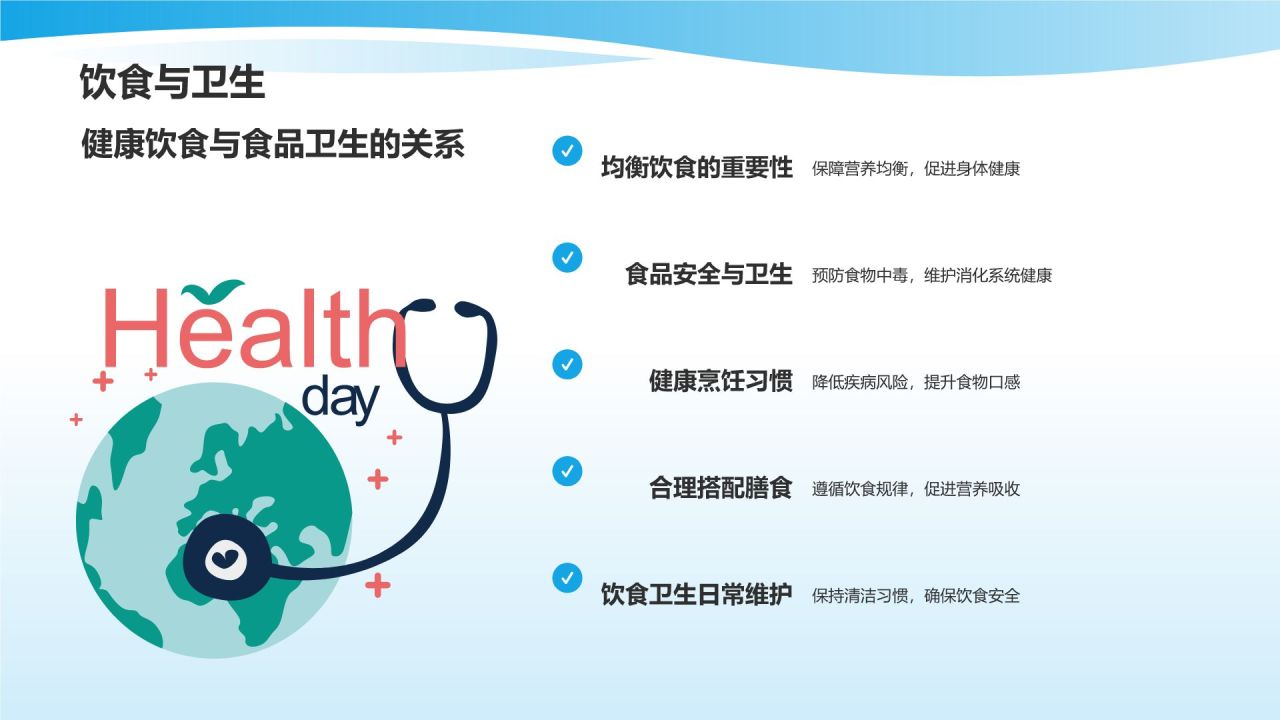 蓝色插画风培养卫生习惯PPT模板