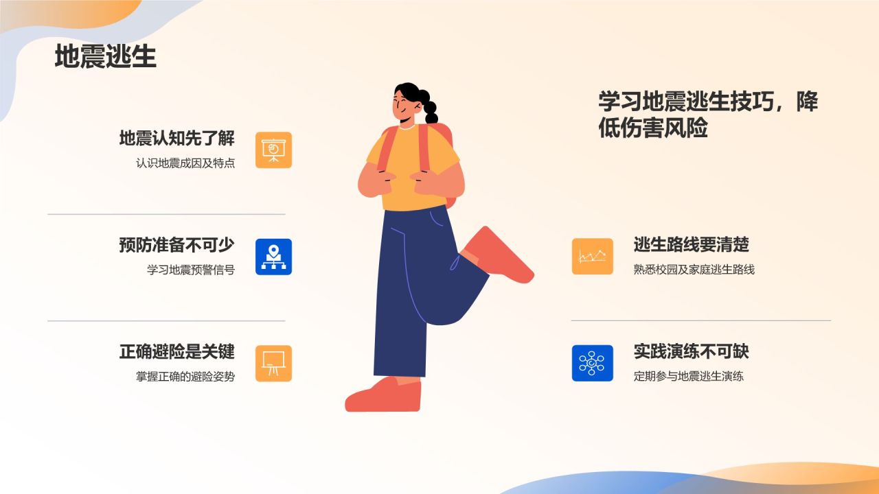 橙色插画风全国中小学生安全教育日PPT模板