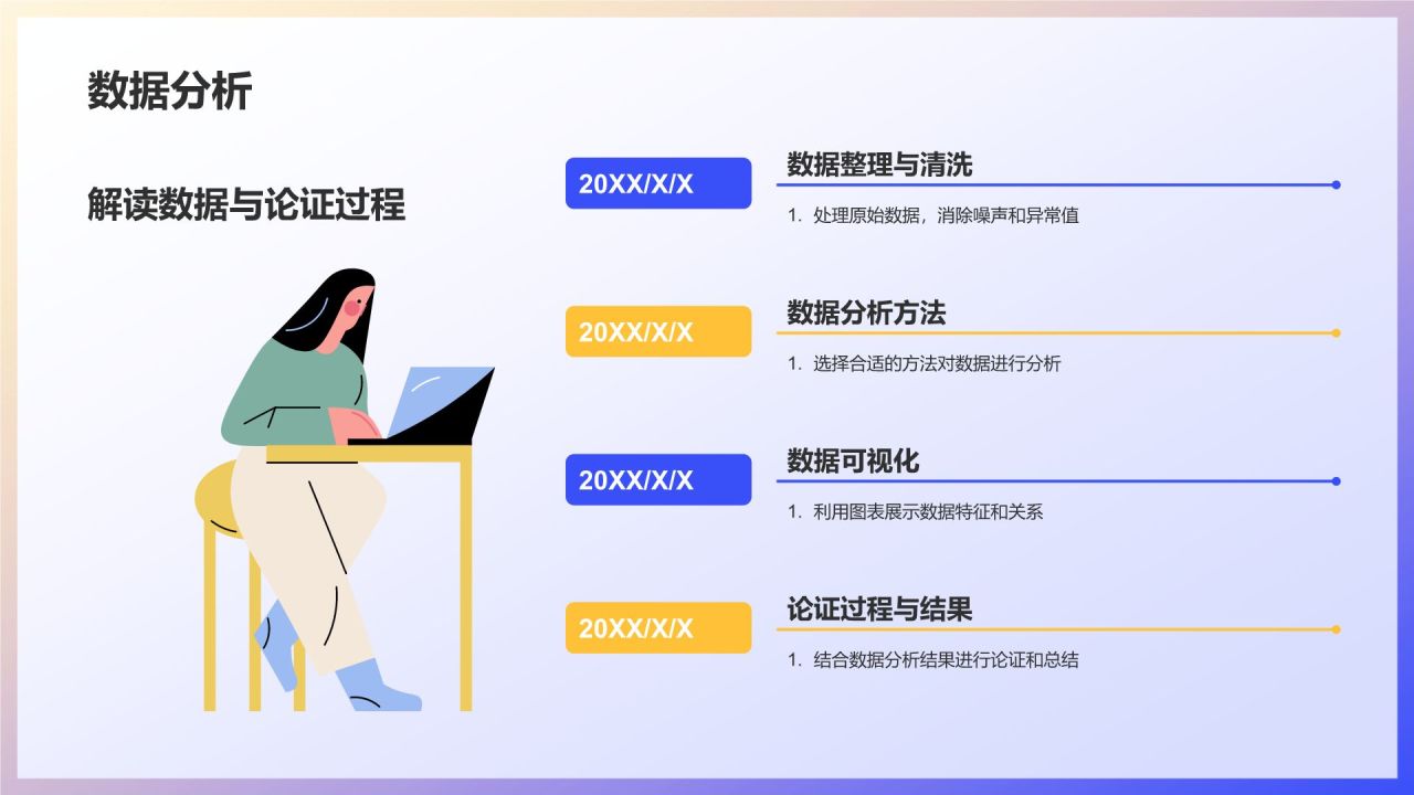 蓝色插画风毕业答辩PPT模板