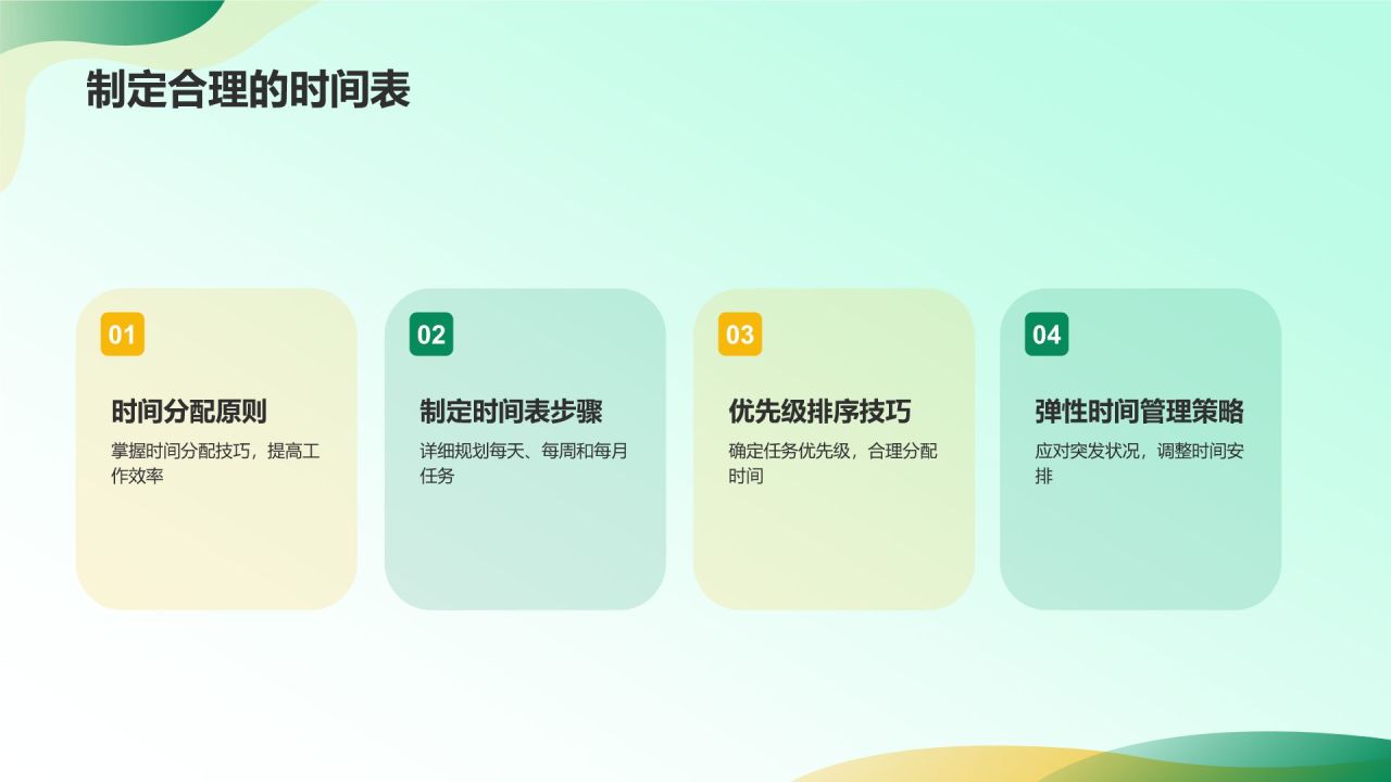 绿色插画风时间管理PPT模板