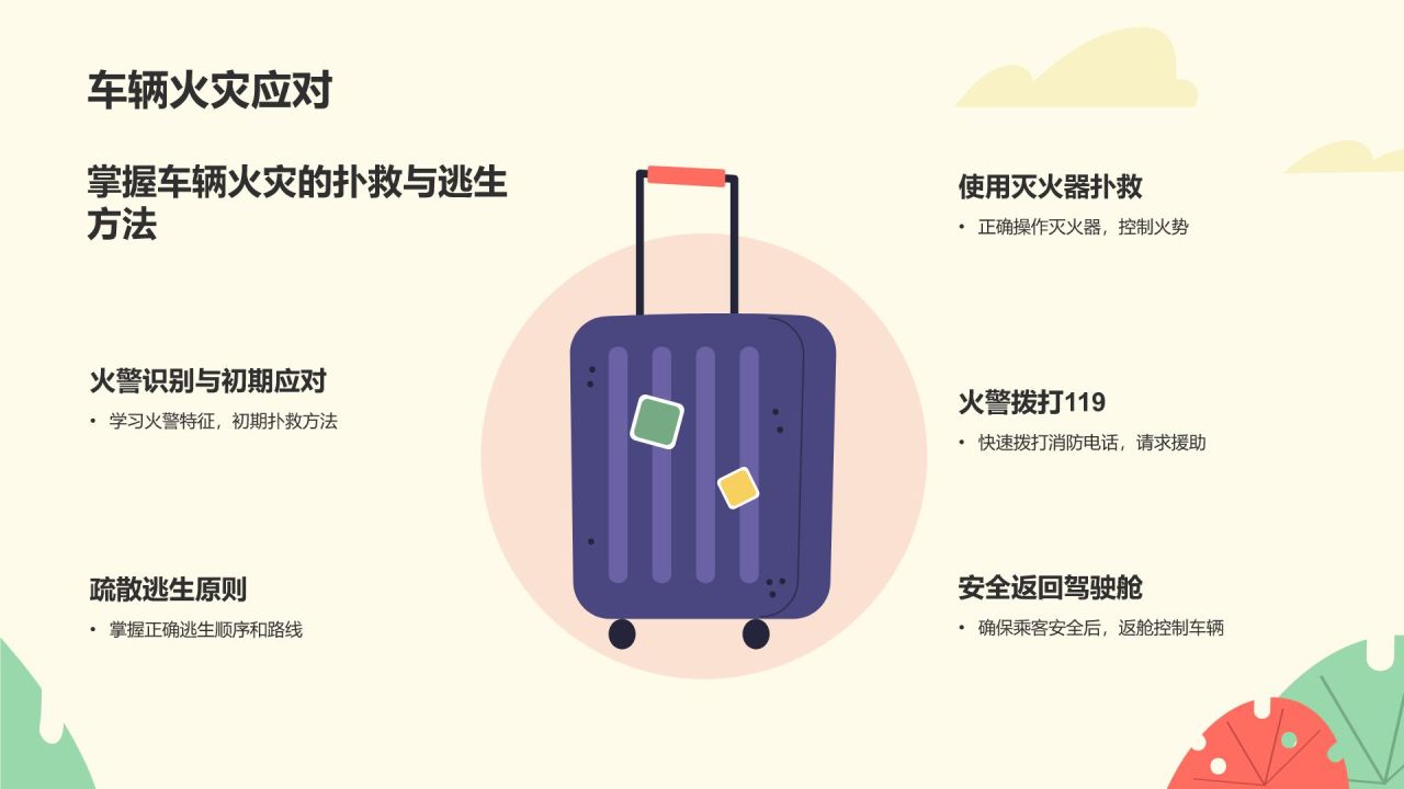 红色插画风出行安全PPT模板