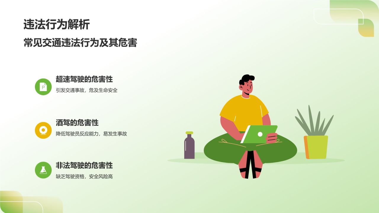 绿色3D风出行安全PPT模板