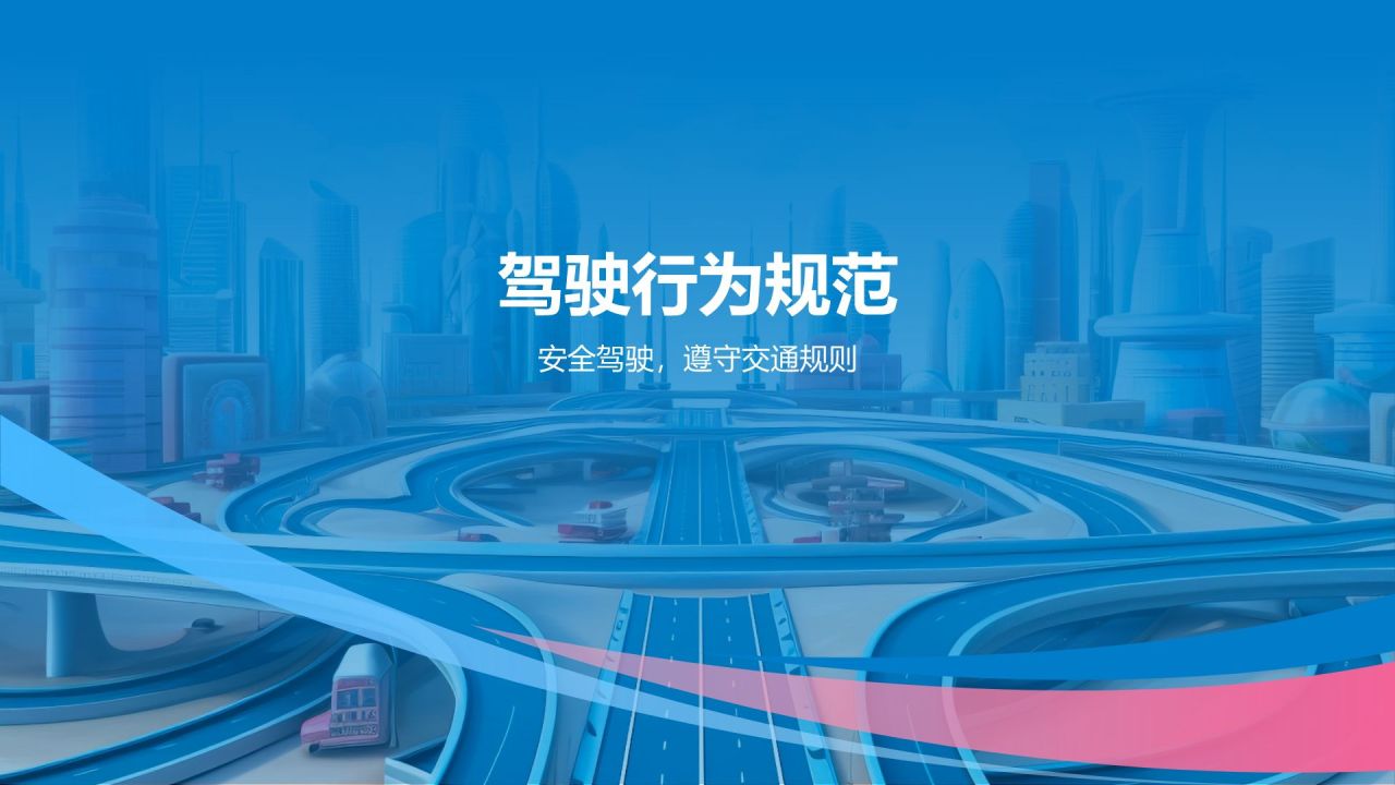 蓝色3D风出行安全PPT模板