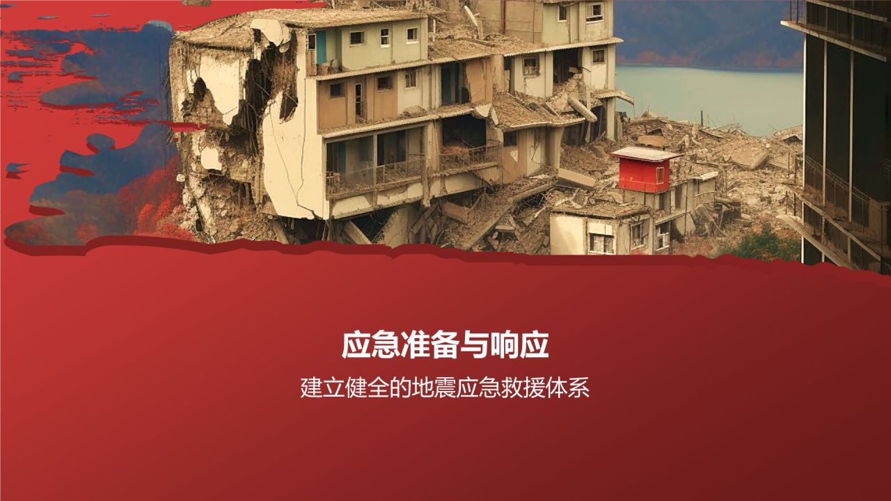 红色摄影风防震减灾PPT模板