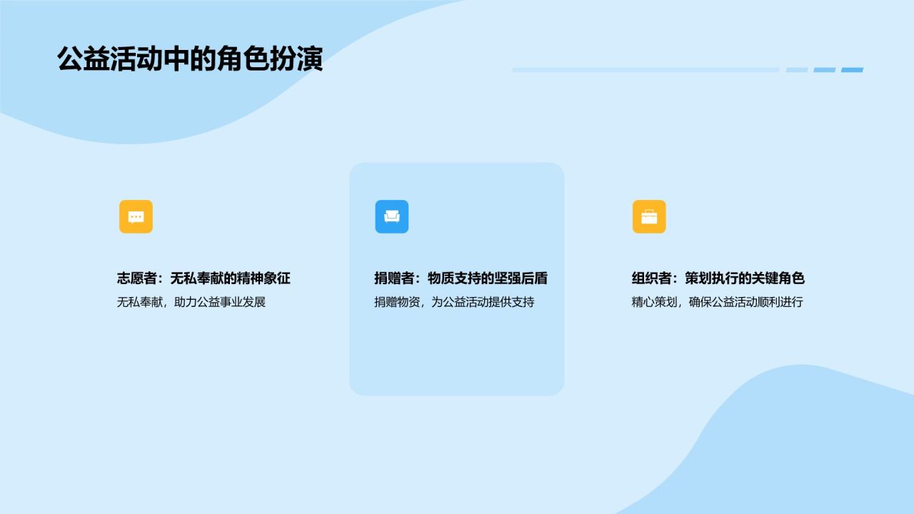 蓝色插画风公益活动PPT模板