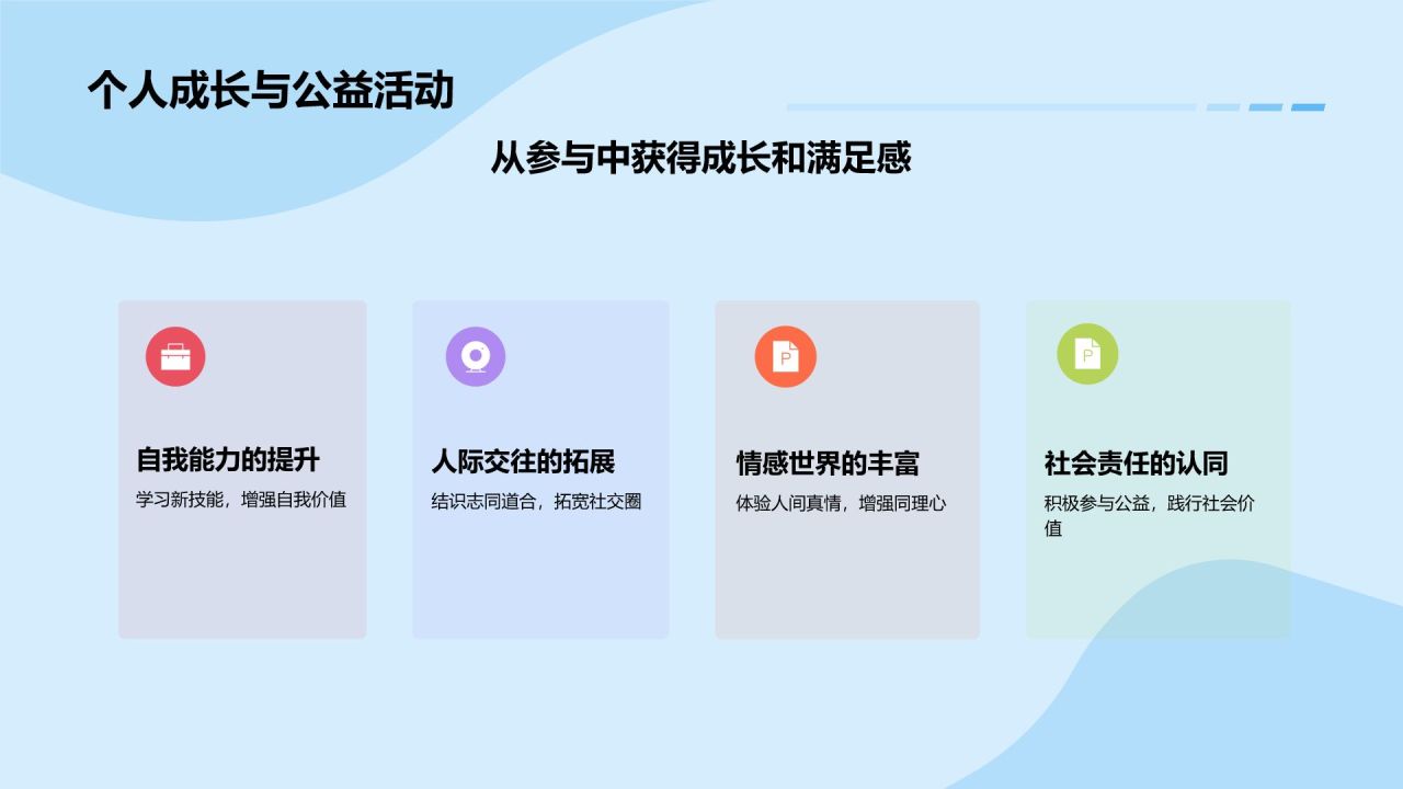 蓝色插画风公益活动PPT模板