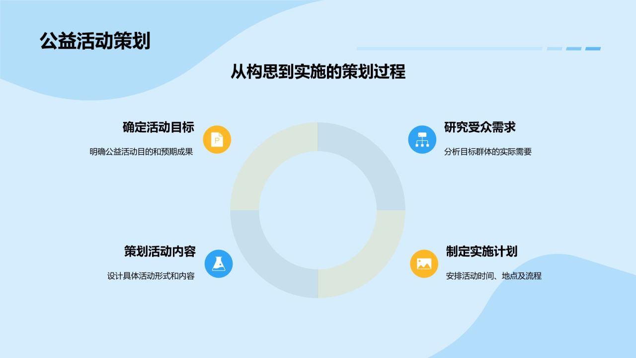 蓝色插画风公益活动PPT模板