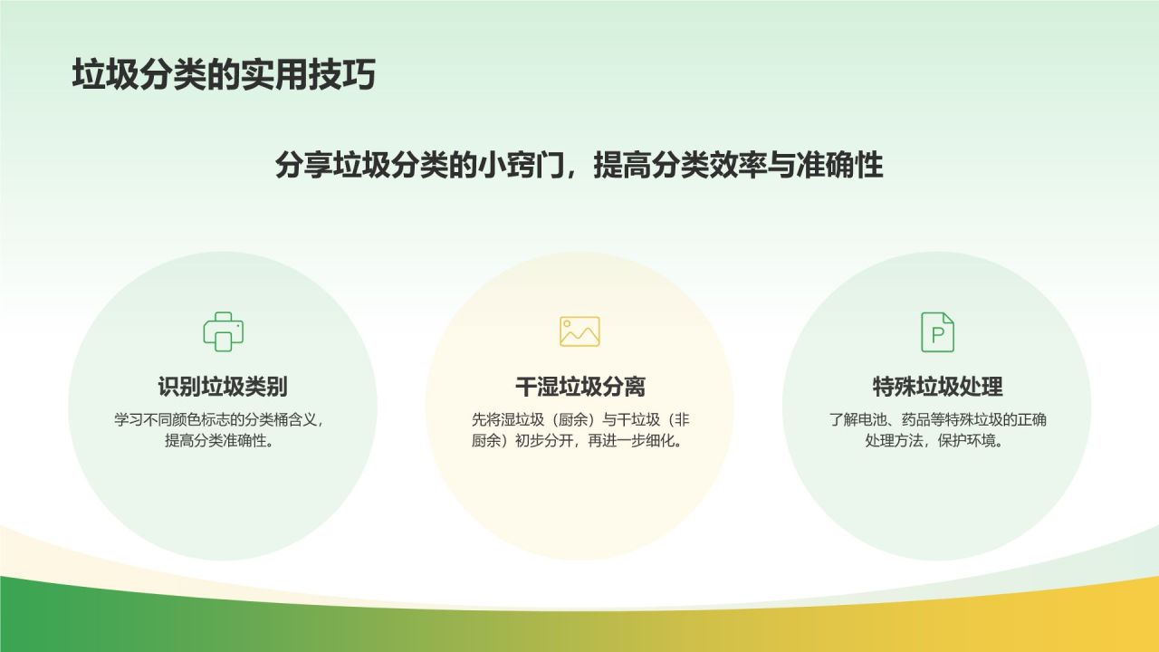 绿色插画风垃圾分类PPT模板