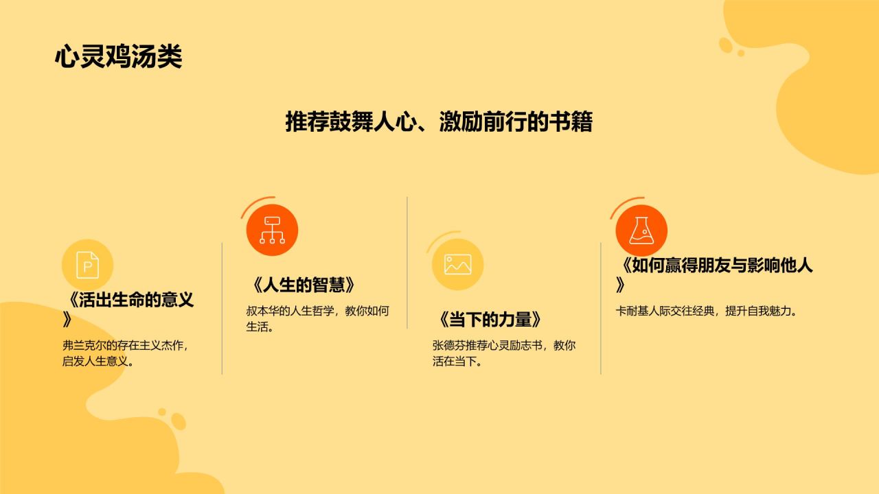 橙色插画风读书分享PPT模板